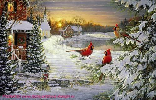 Птица красный КАРДИНАЛ символ. Птички Рождества. КРАСНЫЙ КАРДИНАЛ