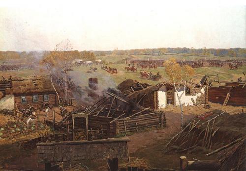 Картина бородинская битва. Фрагменты панорамы Бородинская битва работы художника Франца Рубо