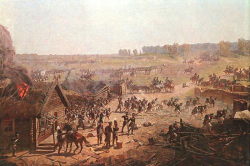 Картина бородинская битва. Фрагменты панорамы Бородинская битва работы художника Франца Рубо