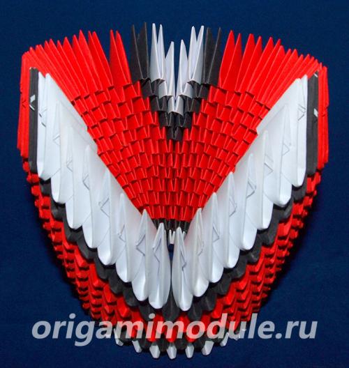 Модульное оригами лебедь с сердцем. Лебедь в Красном | Модульное оригами лебедь схема сборки