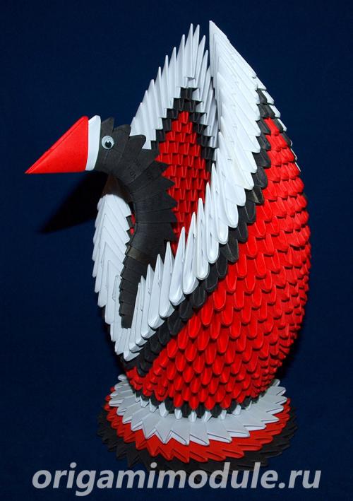 Модульное оригами лебедь с ажурным хвостом. Лебедь в Красном | Модульное оригами лебедь схема сборки