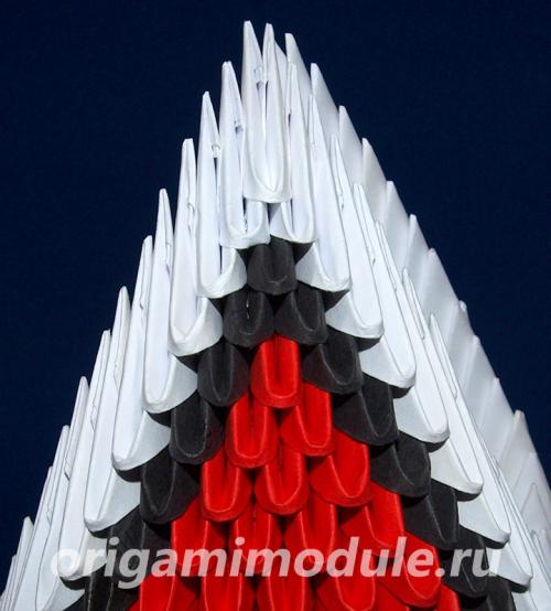 Модульное оригами лебедь с ажурным хвостом. Лебедь в Красном | Модульное оригами лебедь схема сборки