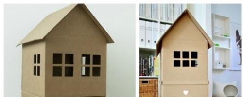 Как сделать простой домик из картона. Как сделать большой домик из картона