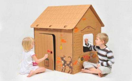 Как сделать простой домик из картона. Как сделать большой домик из картона