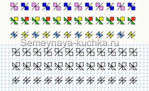 Рисунки на полях тетради в клетку. Для начинающих дошкольников.