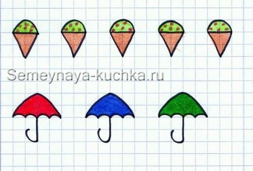 Рисунки на полях тетради в клетку. Для начинающих дошкольников.