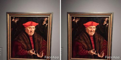Парень ходит по музеям и Смешит старинные портреты с помощью приложения Faceapp.