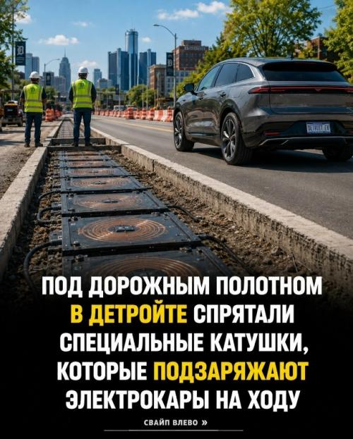 Первая дорога с беспроводной зарядкой электромобилей в Детройте появилась. 01