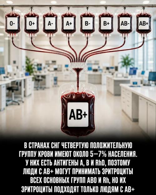 Почему O - незаменима, а AB принимает эритроциты всех групп. 03