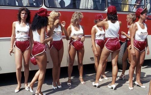 Грид - гёрлз на гран-при Вeнгрии 1986 года.