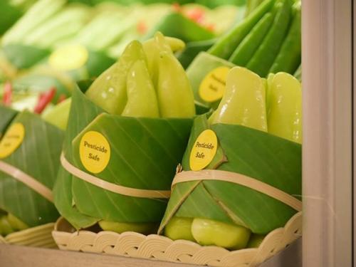 Эко упаковка.  В Азии вместо пластиковой упаковки стали использовать банановые листья. 01