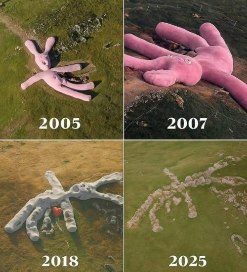 В 2005 году на склоне итальянской горы коллето - фава появился 60-метровый розовый кролик. 

