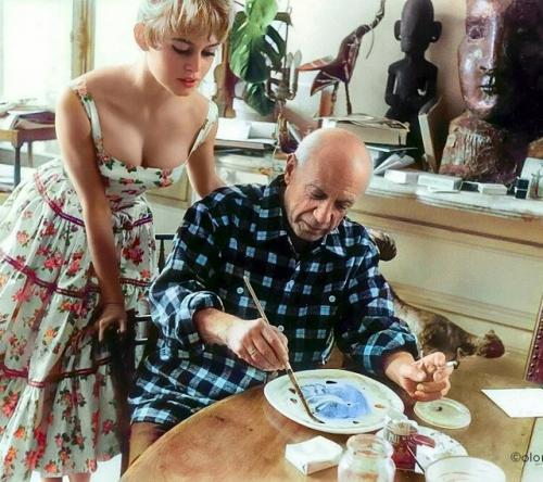 Брижит бардо и Пикассо, 1956 год. 
