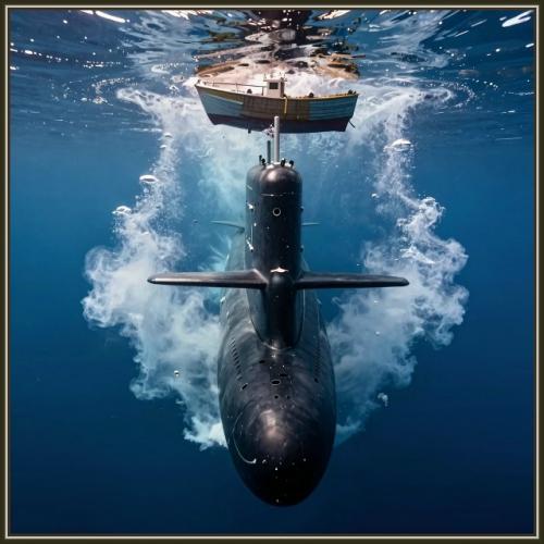 Субмарина прямо под японским рыболовным судном всплыла.  