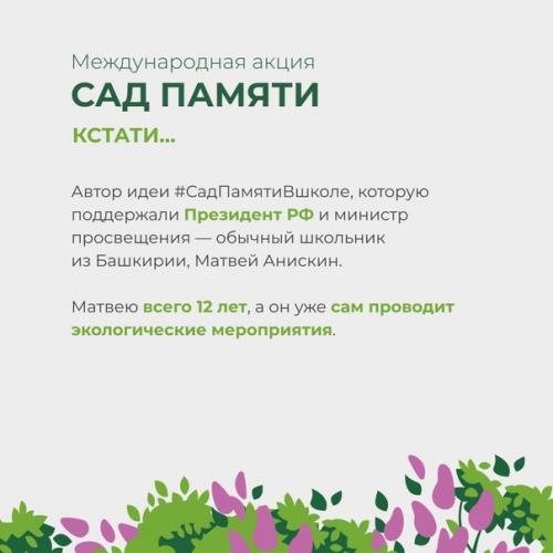 Международная акция садпамяти установила новый рекорд: высажено более 27 млн деревьев в память о погибших во время великой отечественной войны. 03