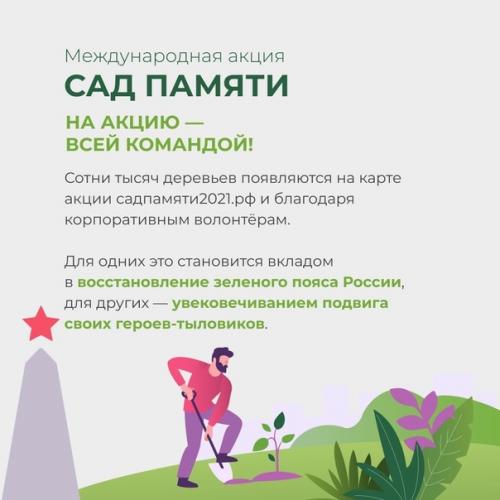 Международная акция садпамяти установила новый рекорд: высажено более 27 млн деревьев в память о погибших во время великой отечественной войны. 04