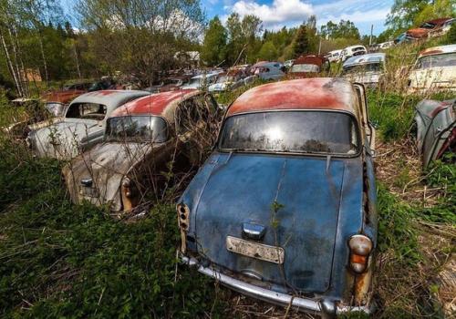 В лесах на юге Швеции находится удивительное место - кладбище автомобилей ушедшей эпохи. 04