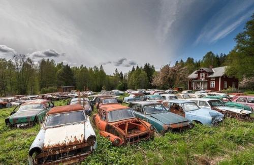 В лесах на юге Швеции находится удивительное место - кладбище автомобилей ушедшей эпохи. 07