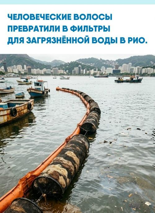 В заливе Гуанабара необычные цилиндры закрепляют на плавучих заграждениях прямо среди воды.  