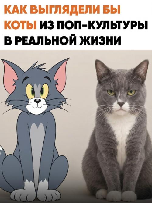 Знаменитые коты из мультфильмов выглядели бы совсем иначе в реальной жизни. 
