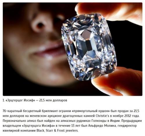 10 самых дорогих бриллиантов, которые были проданы на аукционах.