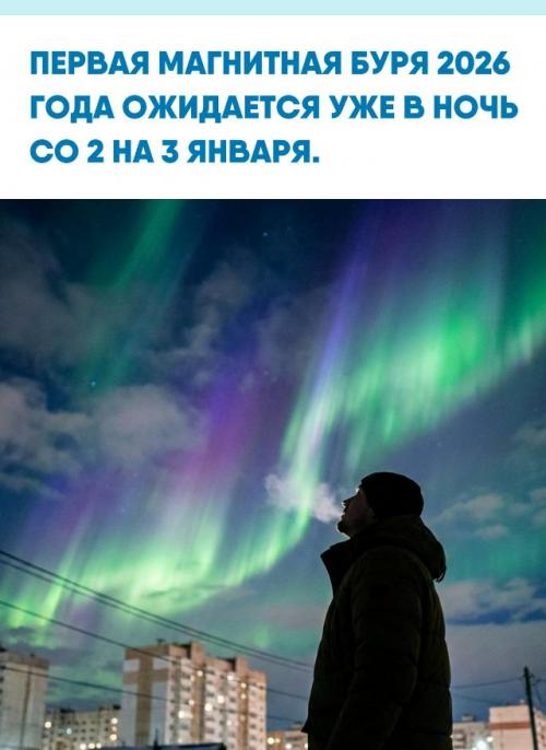 По данным лаборатории солнечной астрономии ики и ИСЗФ, в начале января прогнозируется магнитная буря среднего уровня G2. 

