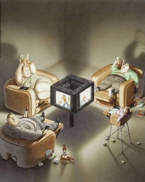 10 абсурдных, но адски точных карикатур о том, каким стало общество XXI века. 05