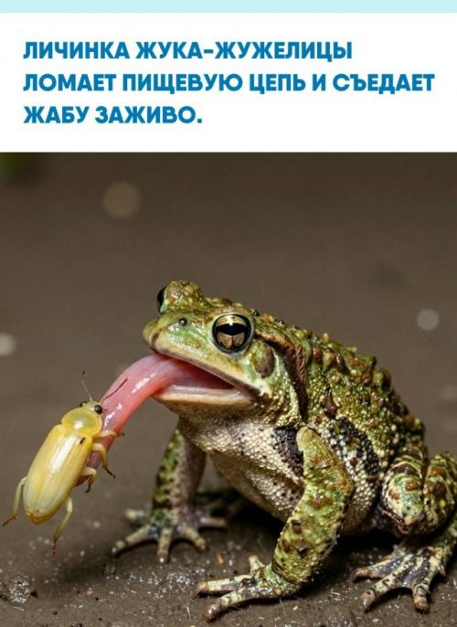 Привычная иерархия, где амфибии питаются насекомыми, дает сбой при встрече с личинкой жука Epomis.  