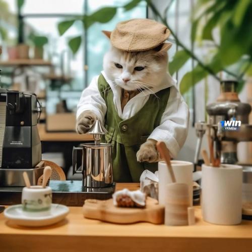 Нейросеть представляет, как бы выглядели кошки в качестве бариста. 01