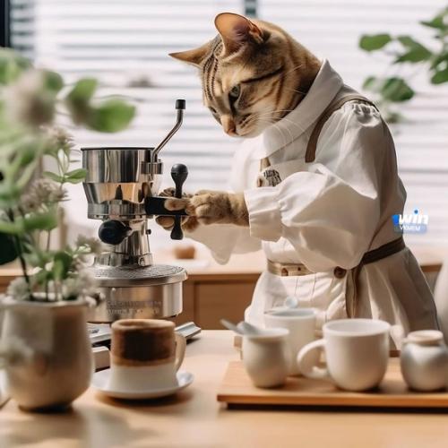 Нейросеть представляет, как бы выглядели кошки в качестве бариста. 04