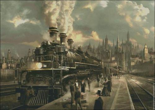 В 1804 году выходец из Англии Ричард тревитик изобрел первый поезд с локомотивной тягой. 02