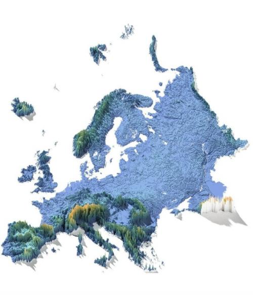 Эти карты выделяют высоту каждого континента в одном виде: от самых высоких вершин Азии до широких низмен Африки. 02