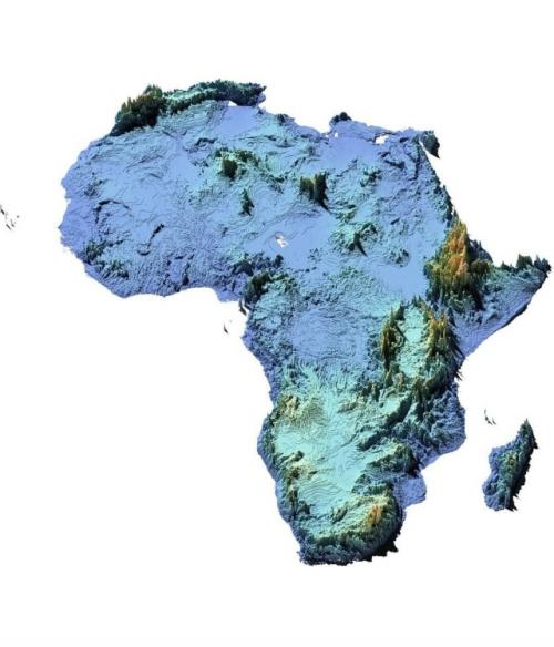 Эти карты выделяют высоту каждого континента в одном виде: от самых высоких вершин Азии до широких низмен Африки. 01