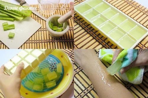 Кубики льда для красоты, от пeрeгрeва и солнeчных ожогов.