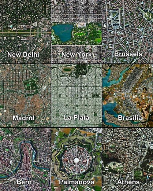 Вид на планировку городов с высоты: 

