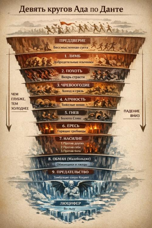 В божественной комедии Данте ад устроен не как хаотическое место мучений, а как почти математическая система нравственной логики.  