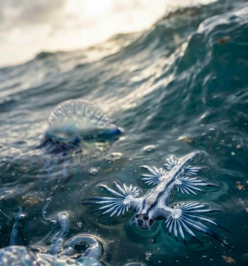 Glaucus Atlanticus - крошечный морской слизень длиной всего несколько сантиметров, который дрейфует у поверхности океана вверх ногами. 03