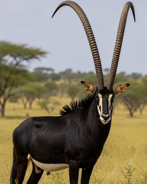 Чёрная антилопа, или саблерогая антилопа (Hippotragus Niger), - одна из самых эффектных и мощных антилоп Африки. 

